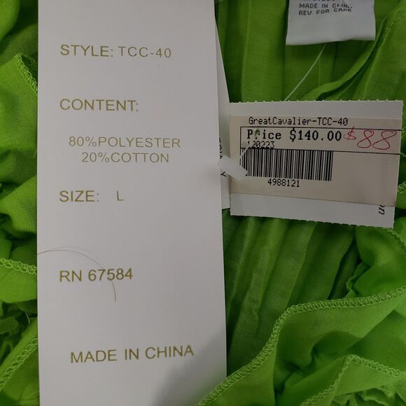 Great Cavalier St. Paul Womens Blouse Shell 2 Piece Large Green Button Ruffle - Picture 11 of 12